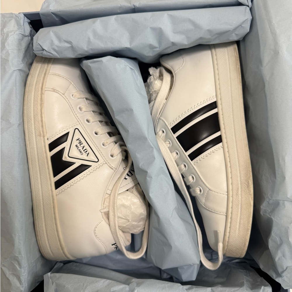 Prada White and Black Sneakers